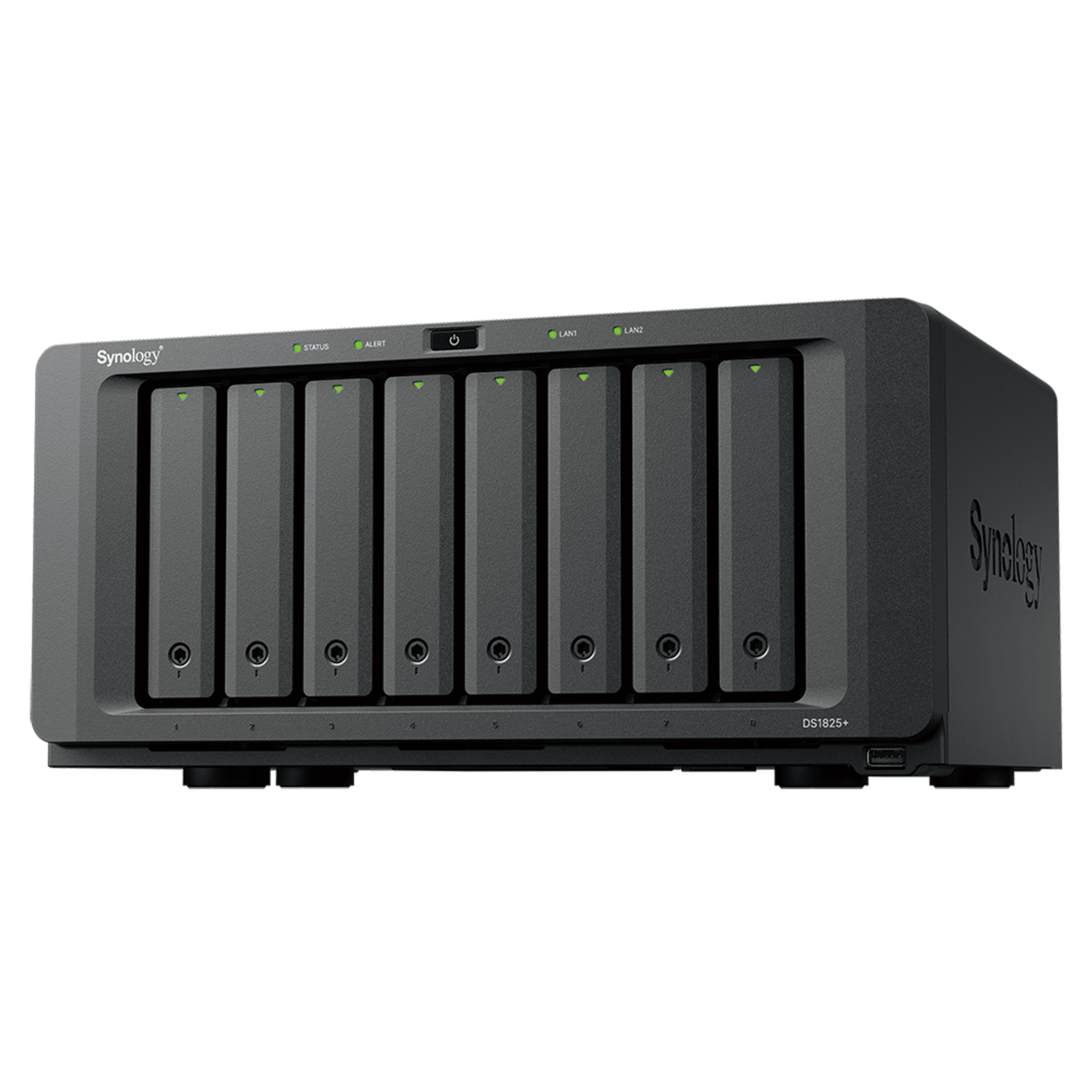 DS1825+ NAS DiskStation DS1825+ | 8 Bahías | AMD Ryzen V1500B | 8 GB DDR4 ECC | Hasta 2,239 MB/s Lectura | 2 Puertos 2.5GbE | Expansión PCIe 3.0 | Compatible con 10GbE y 25GbE | Caché SSD M.2 | Synology DSM.
