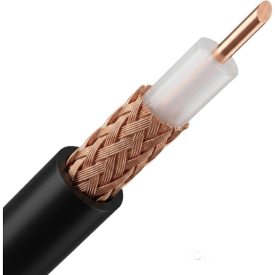 Cable Coaxial RG58/U | Bobina de 100 metros | Conductor Cobre 20 AWG | Malla 95% | Impedancia 53 Ω | Atenuación 55.9 dB/100m @ 1000 MHz | Certificación UL & ETL