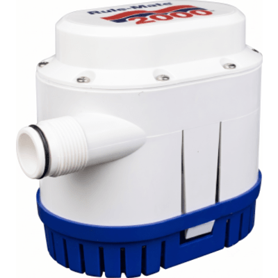 Bomba de Achique Rule-Mate / 7,570 l/h (2000 GPH) / Sensor Electrónico Integrado / Conexión 1" NPT / Auto Encendido/Apagado / Programación Inteligente / Protección de Batería