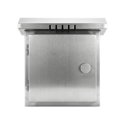 Gabinete para Exteriores de Acero Inoxidable SUS201 / Cilindrico con Techo Inclinado / Ø305 x 195 x 315 mm (12.0 x 7.7 x 12.4 in) / Cerradura con Llave de Seguridad / Compatible con Postes XGAPOLE