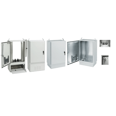 Gabinete para Exterior Tipo 4X Doble Puerta de 10 UR / Aluminio Soldado / 762 x 762 x 1118 mm / Exterior IP66 / Montaje Almohadilla / Aislamiento Térmico / Gris RAL 7035